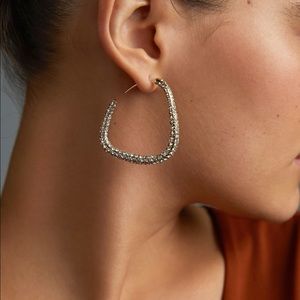 NWT Anthropologie Silver Crystal Hoop Earrings!